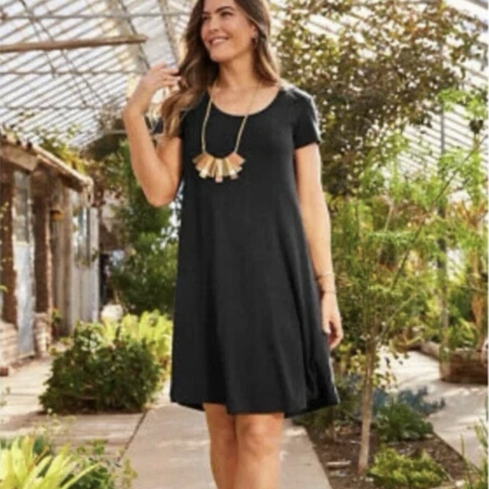 Matilda Jane Perfectly Paired Downtime dreams Black T Shirt Dress Sz S Small NWT